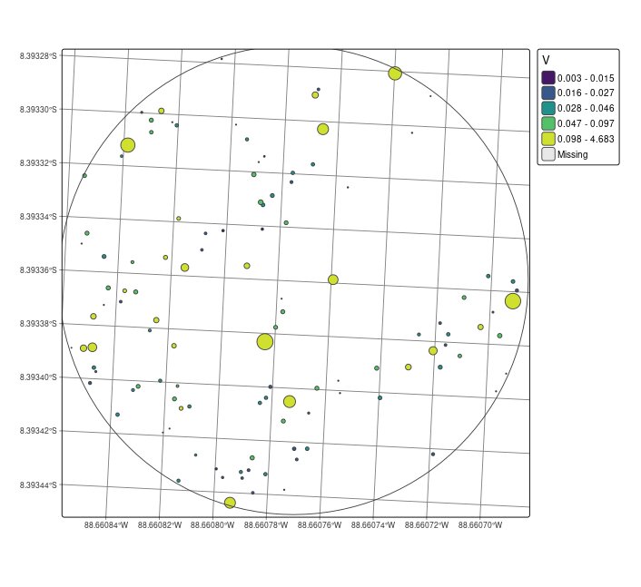 A tree map with volume displayed (trees are scaled ×2 for rendering)